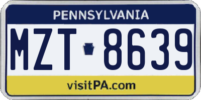 PA license plate MZT8639