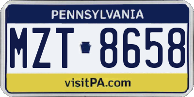 PA license plate MZT8658