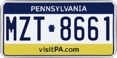 PA license plate MZT8661