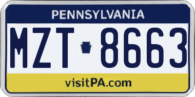 PA license plate MZT8663