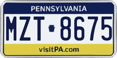 PA license plate MZT8675