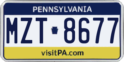 PA license plate MZT8677