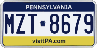 PA license plate MZT8679