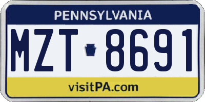 PA license plate MZT8691