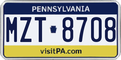 PA license plate MZT8708