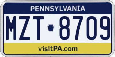 PA license plate MZT8709