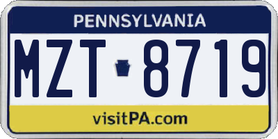 PA license plate MZT8719