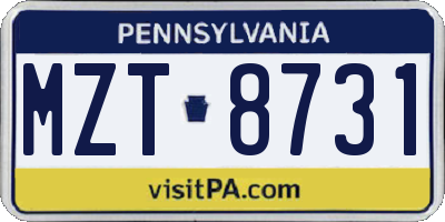 PA license plate MZT8731