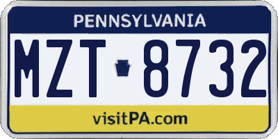 PA license plate MZT8732