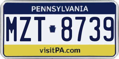 PA license plate MZT8739