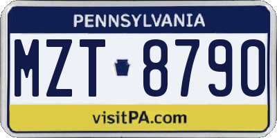 PA license plate MZT8790