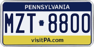 PA license plate MZT8800