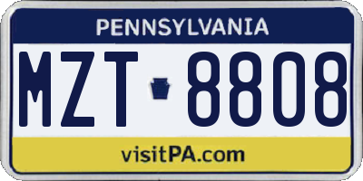PA license plate MZT8808