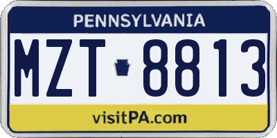 PA license plate MZT8813