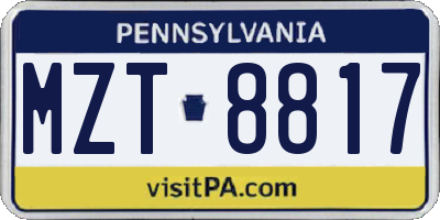 PA license plate MZT8817