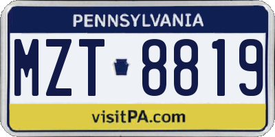 PA license plate MZT8819