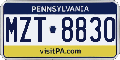 PA license plate MZT8830