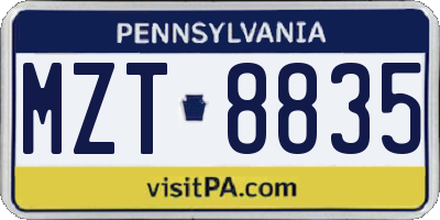 PA license plate MZT8835
