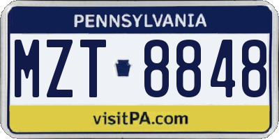 PA license plate MZT8848