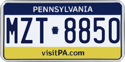 PA license plate MZT8850
