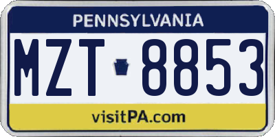PA license plate MZT8853
