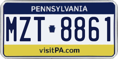 PA license plate MZT8861