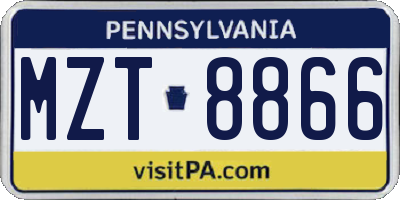 PA license plate MZT8866