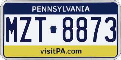PA license plate MZT8873