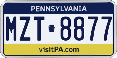 PA license plate MZT8877