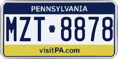 PA license plate MZT8878