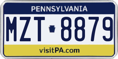 PA license plate MZT8879
