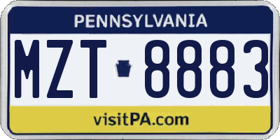 PA license plate MZT8883