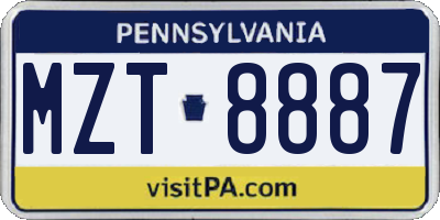 PA license plate MZT8887