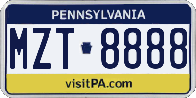 PA license plate MZT8888