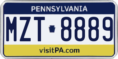 PA license plate MZT8889