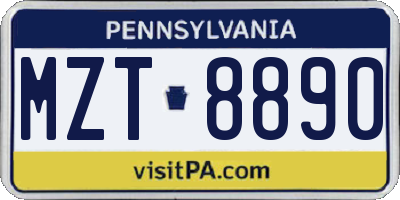 PA license plate MZT8890