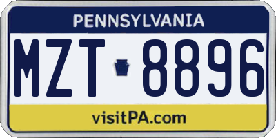 PA license plate MZT8896