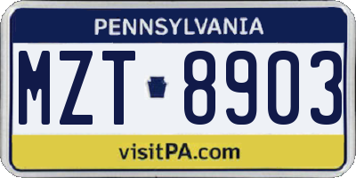 PA license plate MZT8903