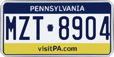 PA license plate MZT8904