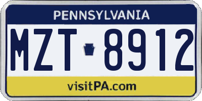 PA license plate MZT8912