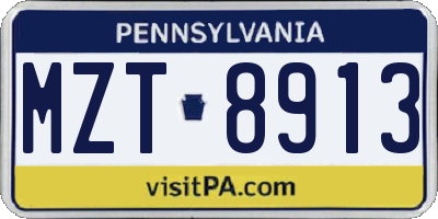 PA license plate MZT8913