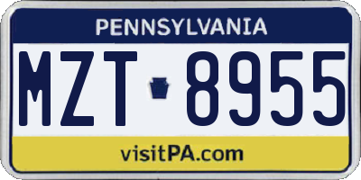 PA license plate MZT8955