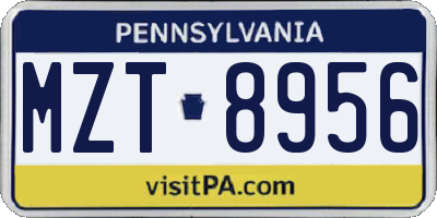 PA license plate MZT8956