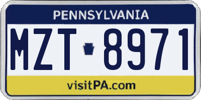 PA license plate MZT8971