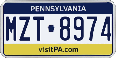 PA license plate MZT8974