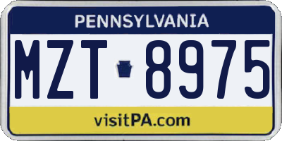 PA license plate MZT8975