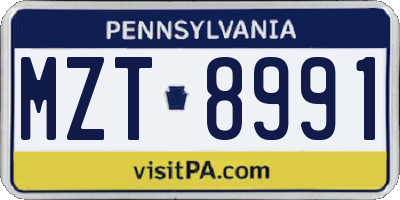 PA license plate MZT8991