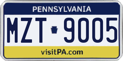 PA license plate MZT9005