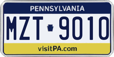 PA license plate MZT9010