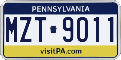 PA license plate MZT9011